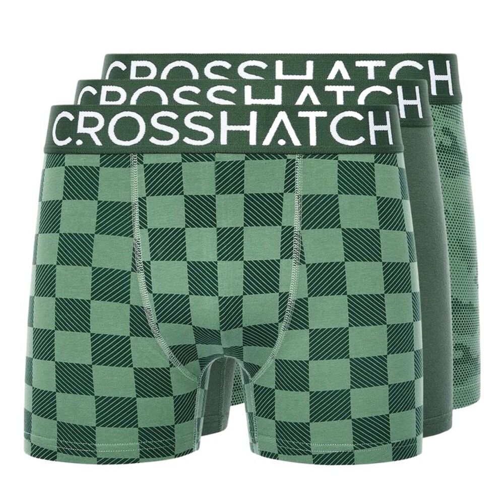 Crosshatch Mens Bresler Boxer Shorts (Pack of 3) / Green